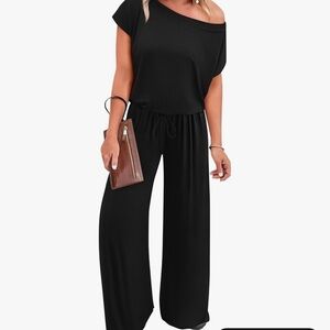 Chic Black Off-Shoulder Women's Jumpsuit